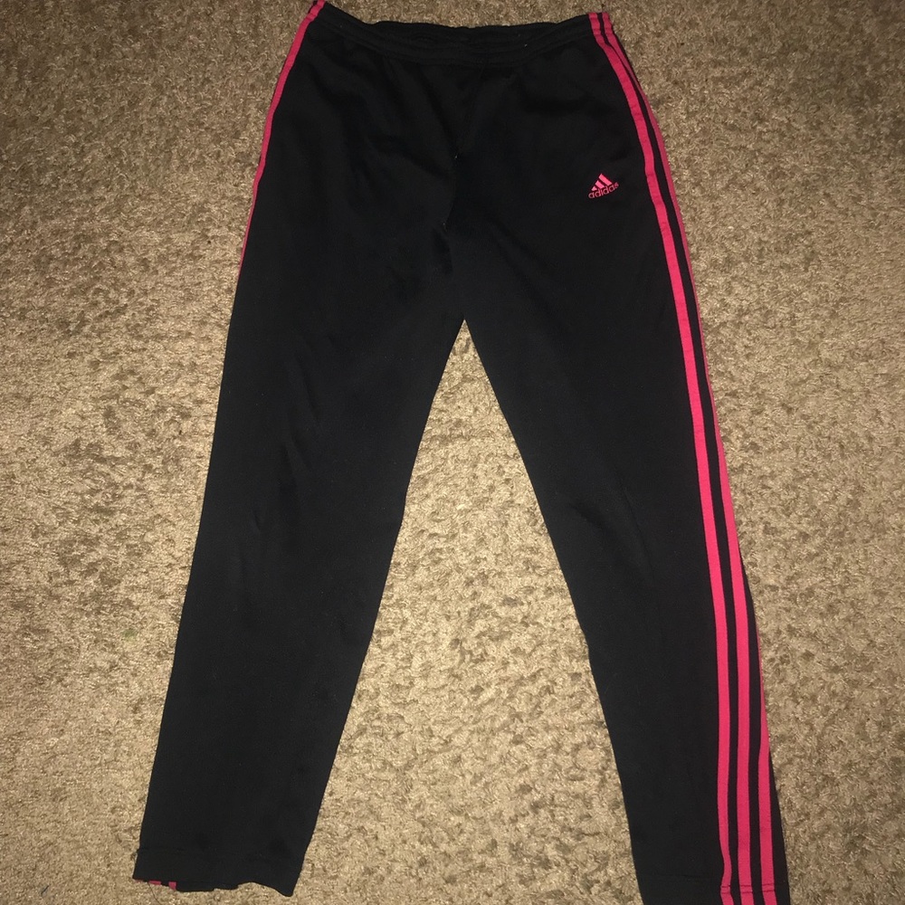 black with red lining Adidas sweatpants